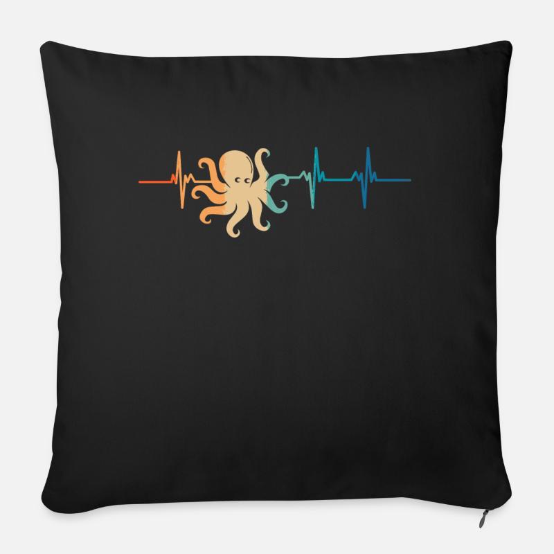 Herzschlag-Oktopus - Sofakissenbezug 45 x 45 cm - Schwarz