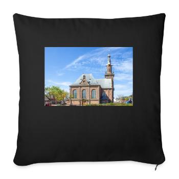 Nouvelle église (Nieuwe Kerk) à Katwijk aan zee - Housse de coussin décorative 45 x 45 cm - noir - Devant