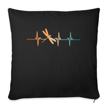 Battement de cœur libellule - Housse de coussin décorative 45 x 45 cm - noir - Devant