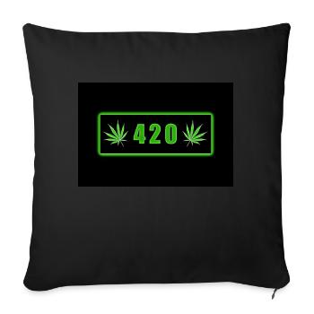 Happy 420 (4:20, 4/20) Day neon sign - Sofa pillowcase 17,3'' x 17,3'' (45 x 45 cm) - black - Front