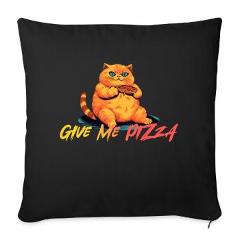 Dicke Orangene Katze Will mehr Pizza haben - Sofakissenbezug 45 x 45 cm - Schwarz - Vorne