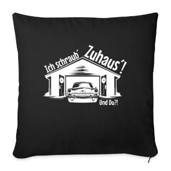 Oldtimer Schrauber Werkstatt Mechanik Garage Heim - Sofakissenbezug 45 x 45 cm - Schwarz - Vorne