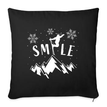 Smile Ski Montagnes Vacances de ski Piste de ski - Housse de coussin décorative 45 x 45 cm - noir - Devant