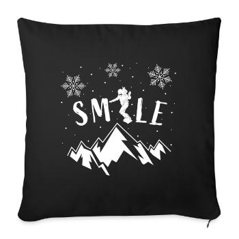 Smile Snowboard Montagnes Vacances d’hiver Vacances de ski Piste - Housse de coussin décorative 45 x 45 cm - noir - Devant