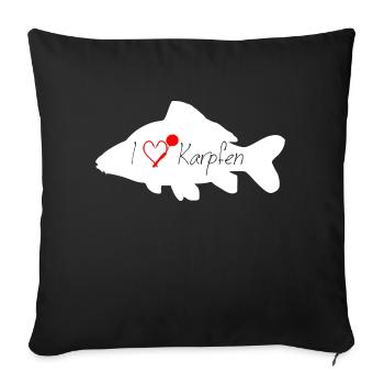 I love CARP white transparent - Sofa pillowcase 17,3'' x 17,3'' (45 x 45 cm) - black - Front