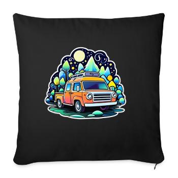 Camper Wohnmobil Campen - Sofakissenbezug 45 x 45 cm - Schwarz - Vorne