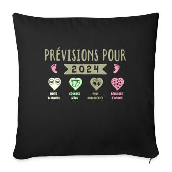 Prévisions pour 2024,future mama,cadeaux grossesse - Housse de coussin décorative 45 x 45 cm - noir - Devant