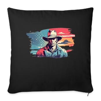 cow-boy vintage - Housse de coussin décorative 45 x 45 cm - noir - Devant