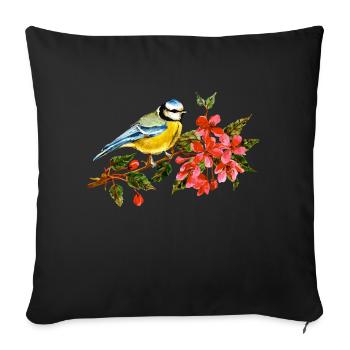 Colorful bird - Sofa pillowcase 17,3'' x 17,3'' (45 x 45 cm) - black - Front