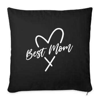 Best Mom Heart - Sofa pillowcase 17,3'' x 17,3'' (45 x 45 cm) - black - Front