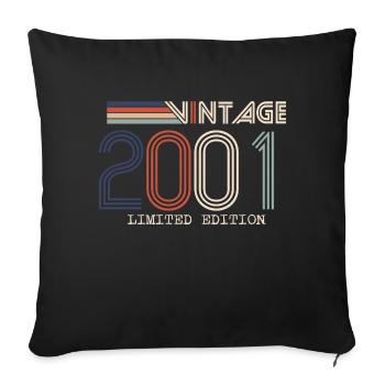 Vintage 2001 Cadeau Anniversaire - Millésime 2001 - Housse de coussin décorative 45 x 45 cm - noir - Devant