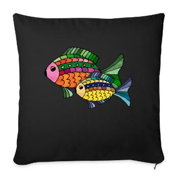 Poissons - Housse de coussin décorative 45 x 45 cm - noir - Devant