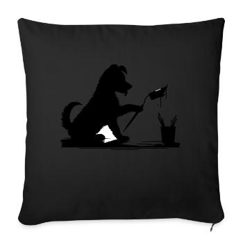A dog brings color to the greyest day - Sofa pillowcase 17,3'' x 17,3'' (45 x 45 cm) - black - Front
