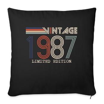 Vintage 1987 Cadeau Anniversaire - Millésime 1987 - Housse de coussin décorative 45 x 45 cm - noir - Devant