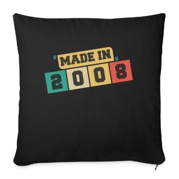 2008 Birthday 2008 Born in 2008 Birthday - Sofa pillowcase 17,3'' x 17,3'' (45 x 45 cm) - black - Front