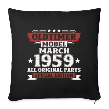 65. Geburtstag Oldtimer März Jahrgang 1959 - Sofakissenbezug 45 x 45 cm - Schwarz - Vorne