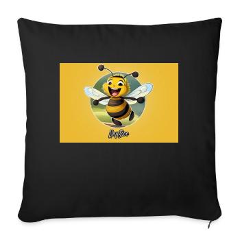 Jeu de mots expression ambiguë – HapBee (Abeille heureuse) - Housse de coussin décorative 45 x 45 cm - noir - Devant