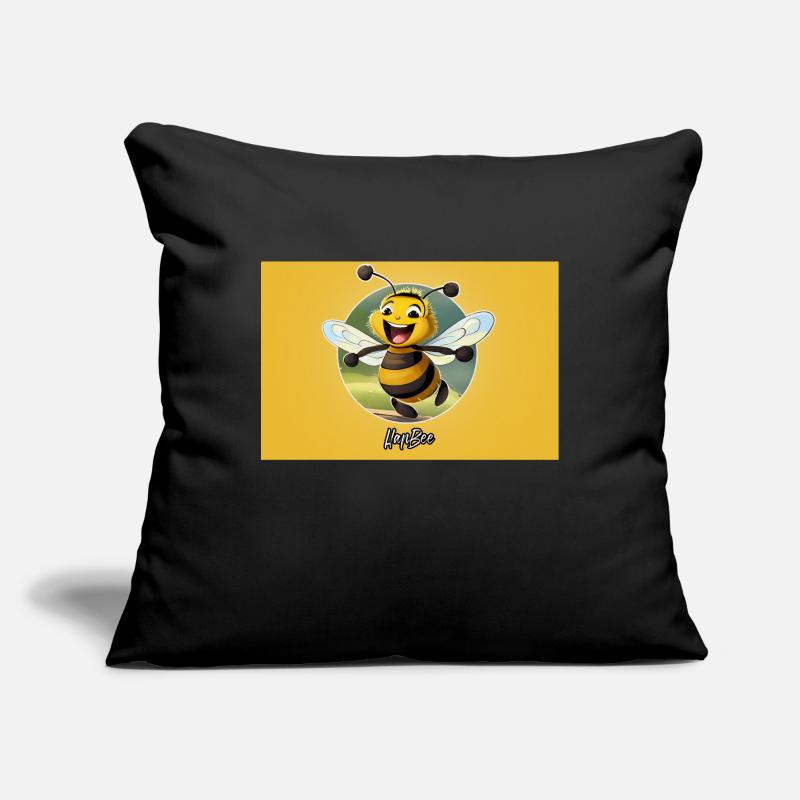 Jeu de mots expression ambiguë – HapBee (Abeille heureuse) Housse de coussin décorative 45 x 45 cm
