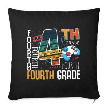 4. Klasse Gaming Schulkind - Sofakissenbezug 45 x 45 cm - Schwarz - Vorne