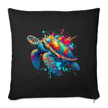 Tortue - Housse de coussin décorative 45 x 45 cm - noir - Devant