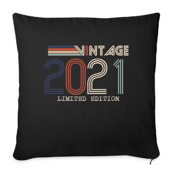 Vintage 2021 Cadeau Anniversaire - Millésime 2021 - Housse de coussin décorative 45 x 45 cm - noir - Devant