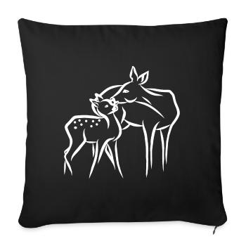 Rehgeis mit Kitz - Sofakissenbezug 45 x 45 cm - Schwarz - Vorne