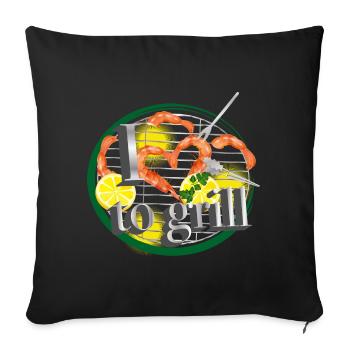 A barbecue with lemons and prawns in the shape of a heart - Sofa pillowcase 17,3'' x 17,3'' (45 x 45 cm) - black - Front