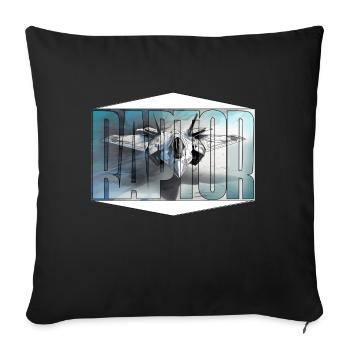 kampfjet ,raptor, - Sofakissenbezug 45 x 45 cm - Schwarz - Vorne