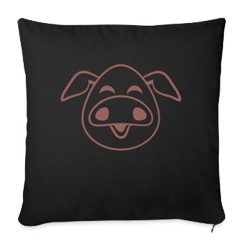 Visage De Cochon Animal Amour Petit Cochon Mignon - Housse de coussin décorative 45 x 45 cm - noir - Devant