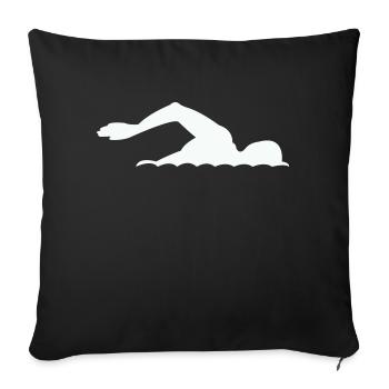 natation - Housse de coussin décorative 45 x 45 cm - noir - Devant