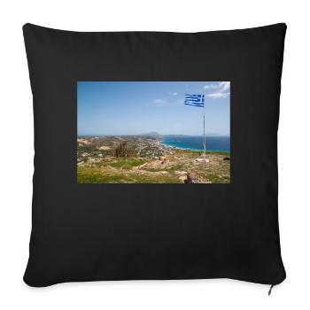 Landscape view of Castle of Kefalos Kos Island - Sofa pillowcase 17,3'' x 17,3'' (45 x 45 cm) - black - Front
