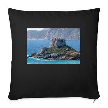 Landscape view of Kastri Island near Kampos town - Sofa pillowcase 17,3'' x 17,3'' (45 x 45 cm) - black - Front