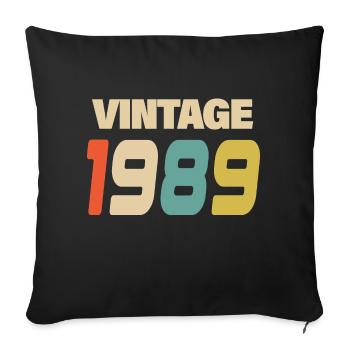 1989 Vintage Retro Classic 1989 - Sofa pillowcase 17,3'' x 17,3'' (45 x 45 cm) - black - Front