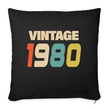 1980's Vintage Retro Classic 1980's - Sofa pillowcase 17,3'' x 17,3'' (45 x 45 cm) - black - Front