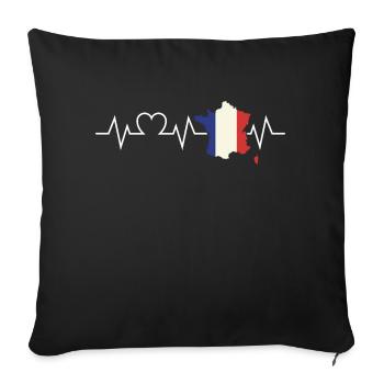 French French heartbeat France - Sofa pillowcase 17,3'' x 17,3'' (45 x 45 cm) - black - Front