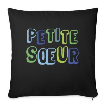 Petite sœur, naissance, grossesse - Housse de coussin décorative 45 x 45 cm - noir - Devant