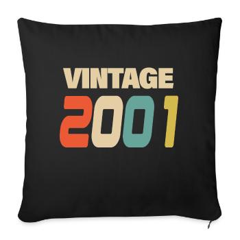 2001 Vintage Retro Classique 2001 - Housse de coussin décorative 45 x 45 cm - noir - Devant