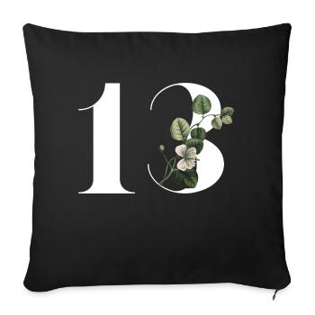 Numéro 13 floral vert -13e anniversaire floral - Housse de coussin décorative 45 x 45 cm - noir - Devant