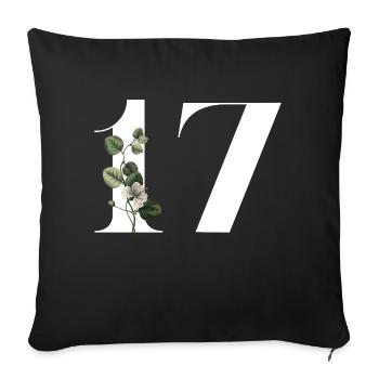 Number 17 Floral Green -17th Floral Birthday - Sofa pillowcase 17,3'' x 17,3'' (45 x 45 cm) - black - Front