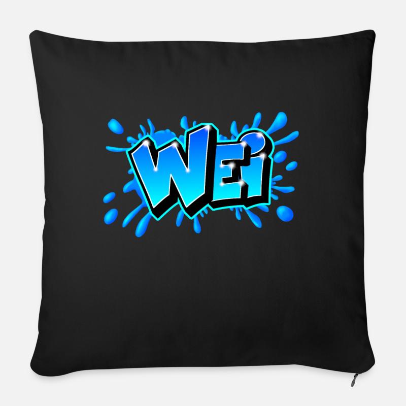 WEI splash Blue Graffiti Made by Max the Tagger - Sofa pillowcase 17,3'' x 17,3'' (45 x 45 cm) - black