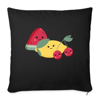 Watermelon, lemon & cherries - Sofa pillowcase 17,3'' x 17,3'' (45 x 45 cm) - black - Front