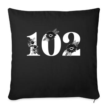 Numéro 102 floral noir - 102e anniversaire floral - Housse de coussin décorative 45 x 45 cm - noir - Devant
