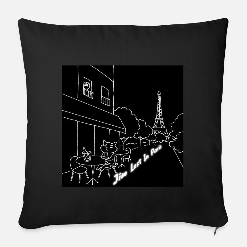 "Jim Lost In Paris" - Sofakissenbezug 45 x 45 cm - Schwarz