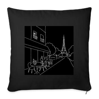 "Jim Lost In Paris" (ohne Text) - Sofakissenbezug 45 x 45 cm - Schwarz - Vorne