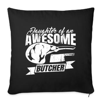 Fille de boucher - Housse de coussin décorative 45 x 45 cm - noir - Devant