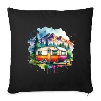 Camping Camper Caravan - Sofa pillowcase 17,3'' x 17,3'' (45 x 45 cm) - black - Front