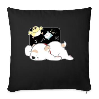 Hund koreanisch - japanischer Stil 04B - Sofakissenbezug 45 x 45 cm - Schwarz - Vorne