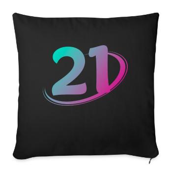 Number 21 multicolor - Sofa pillowcase 17,3'' x 17,3'' (45 x 45 cm) - black - Front
