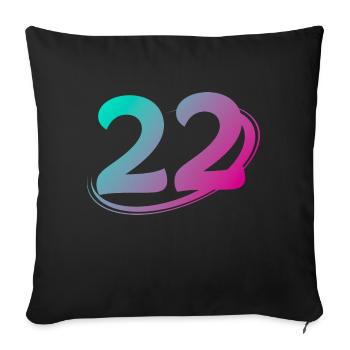 Number 22 multicolor - Sofa pillowcase 17,3'' x 17,3'' (45 x 45 cm) - black - Front