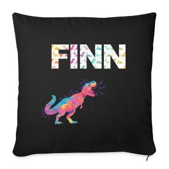 FINN - Schöner Jungen Name mit Dinosaurier - Sofakissenbezug 45 x 45 cm - Schwarz - Vorne
